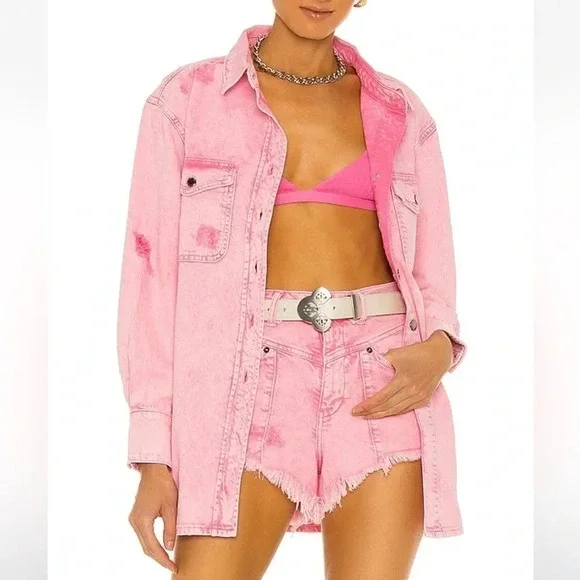 Retrofête Doreen Shirt in Vintage Pink Size Medium - Picture 1 of 8